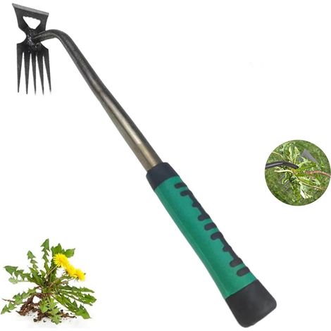 Pour Désherbeur Manuel, Outil de Désherbage Manuel avec Poignée en Caoutchouc, pour Arracher Pissenlits et Mauvaises Herbes, Idéal pour Jardin, (5 Dents) (1/5)