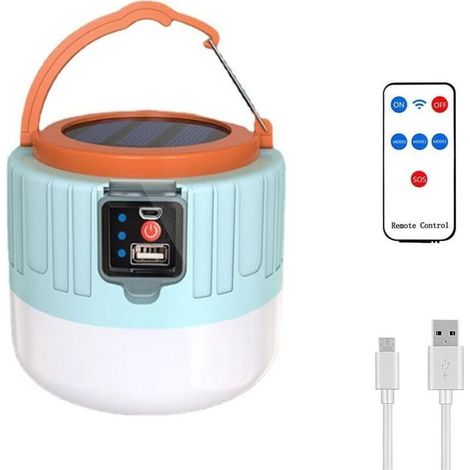 Lanterne Camping Solaire - 800 Lumens - Rechargeable USB Et Panneau Solaire Integre - 3 Modes Eclairage Avec Telecommande - IPX6 - 5200 Maha - 1 Piece (1/5)