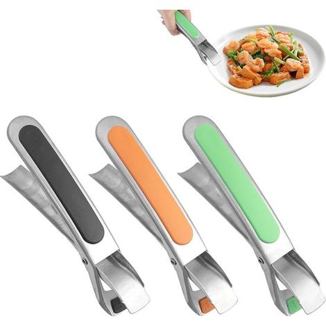 Pinces de cuisine antidérapantes – Lot de 3 – Acier inoxydable avec poignée en silicone résistante à la chaleur – Pour four, pizza et friteuse à air (1/5)