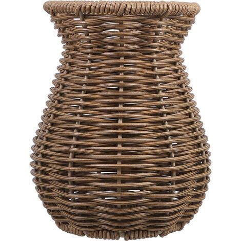 Vase Rustique Imitation Rotin Tressé, 1 Pièce, Porte-Fleurs Séchées Décoratif, Vase Créatif D'intérieur, Accessoire Décoratif pour Bureau et Maison, Style Champêtre Naturel (1/5)