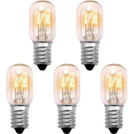 5x Ampoule Frigo 15W E14 Ampoule Lampe de Sel Dimmable Blanc Chaud, Ampoule Hotte Aspirante, 2700K 300 Degré Lampe pou Four, Machine à Coudre, Micro-ondes, Refrigerateur [Classe énergétique G] (1/5)
