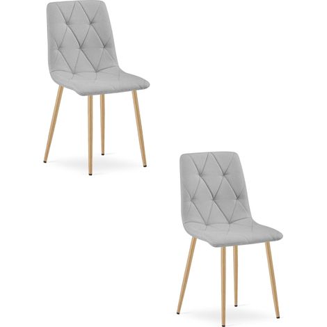 Chaise Libra - tissu gris clair / pieds couleur bois x 2 (1/5)