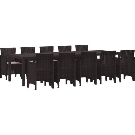 Ensemble de salle à manger pour jardin 11 pcs-Salon de jardin Marron et Taupe (1/5)