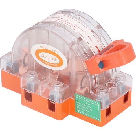 Interrupteur à couteau bipolaire 63A 220V, cuivre massif transparent avec LED, double direction pour commutation de source (modèle HK11 transparent LED-2P63) en boîte cadeau (1/5)