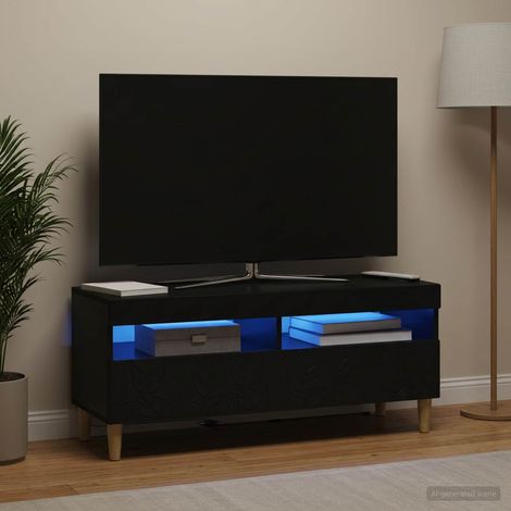 vidaXL Meuble TV LED Noir Bois d'ingénierie (1/4)