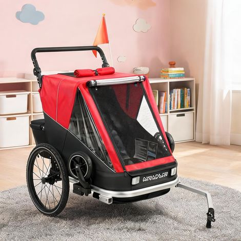 Remorque vélo enfants 2 places convertible Poussette Aluminium (1/5)