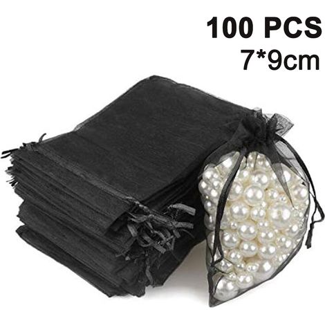 100 pochettes à bijoux transparentes à cordon, idéales pour les mariages, les fêtes et Noël. Sacs cadeaux à cordon. (1/5)