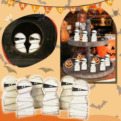 Décoration de momie en bois pour Halloween, bandage, cadavre vintage (1/4)