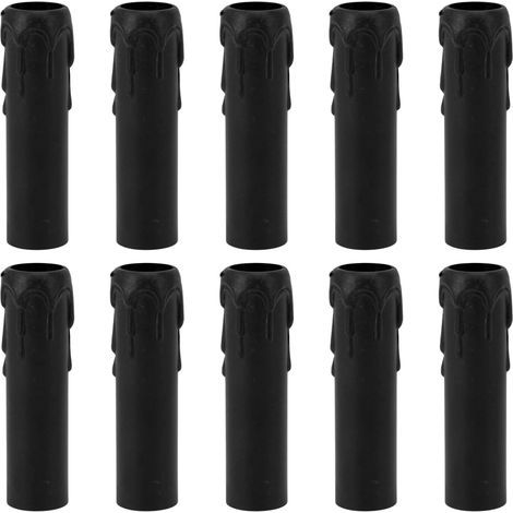 10 Stück Kerzenfassungsabdeckungen, 4 Zoll hohe Kronleuchterhülsen, Glühbirnenfassung, Kerzenhalter, Fassungen (Schwarz) (1/5)