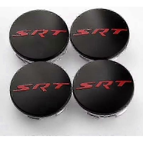 Quatre enjoliveurs centraux de roue SRT de 63 mm, compatibles avec les Dodge Nitro, Caliber, Charger, Caravan et Durango. (1/3)