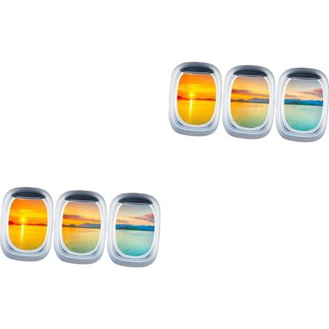 2pièces Autocollant Mural Porthole Avec Paysage De Coucher De Soleil Mer Stickers Pour Décoration De Porte Et Fenêtre Amovibles Et Auto-adhésifs Pour Chambre Garçon Fille (1/5)
