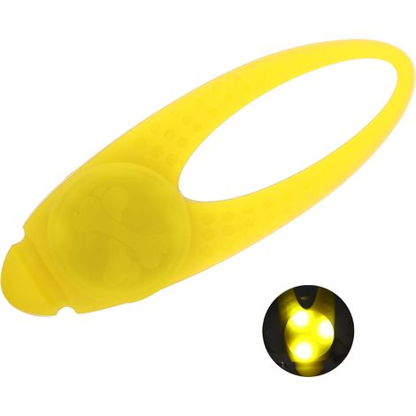 Lampe de sécurité LED étanche pour collier de chien avec clips en acier inoxydable, jaune (1/5)