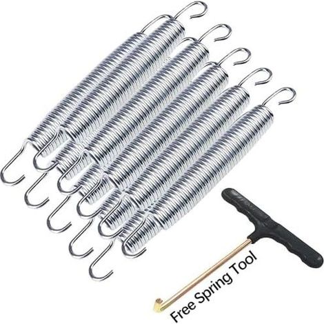Reno 10er-Pack Trampolinfedern aus rostbeständigem und langlebigem verzinktem Metall + 1 Federwerkzeug - (1/5)