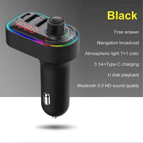Kit mains libres Bluetooth 5.0 avec émetteur FM sans fil, double chargeur USB et lecteur MP3 (1/4)