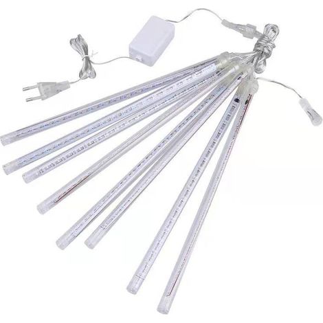 Devenirriche-Météore Pluie Guirlandes Lumineuse, 8 Tubes 30CM 192 LED Eclairage Météore Douche Lumière Etanche LED Pour Mariage Maison Arbre Jardin de Noël Parti (Bleu) (1/3)