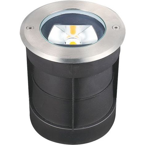Spot Encastrable Extérieur de Sol Rond LED D130 7W Asymétrique Inox Zambelis - 45 deg - Blanc chaud - 3000K