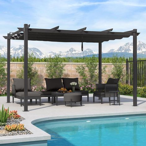 PURPLE LEAF Outdoor Retractable Pergola mit Sonnenschutz Vordach Patio Aluminium Pergola für Garten (1/5)