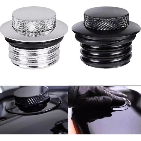 Accessoires de moto modifiés Harley : couvercle de réservoir d'essence à pression modifié, bouchon de réservoir d'essence CNC à ouverture escamotable, noir (1/5)