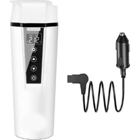 Bouilloire électrique portable de 450 ml, blanche, à température réglable, avec écran intelligent et boutons tactiles en acier inoxydable, idéale pour les voyages. (1/5)