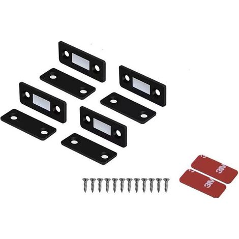 (Set di 4, neri) Chiusure magnetiche per armadietti, chiusure magnetiche per cassetti, chiusure per ante scorrevoli di mobili da cucina (1/5)