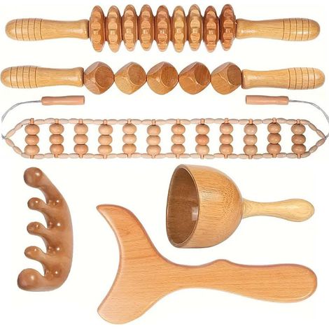 Kit Maderotherapie Corps 6en1,Rouleau Massage Dos (1/5)