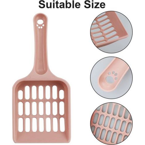 Lot de 2 Pelles à litière, Plastique, Poignée ergonomique, Fentes profondes, Chat Chien (1/5)