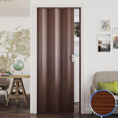 Porte pliante accordéon intérieur en pvc 88,5x214 cm mod. Luciana couleur noyer mansonia