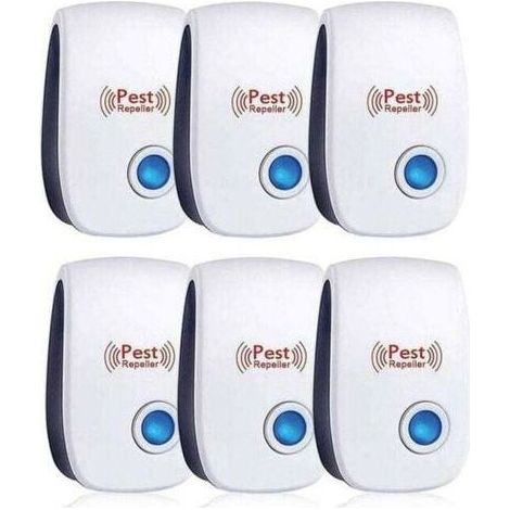 Repulsif Ultrasons, Ultrason Souris Lot de 6, Ultrason Souris et Rat Efficace Contre Souris,Rats,Mouches,Moustiques,Insectes Nuisibles,Araignées,Cafards, Sûr et Non Toxique (1/3)