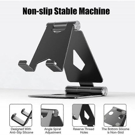 Support de téléphone portable Shxx (lot de 2) pour bureau, réglable en hauteur et en angle, en aluminium robuste, compatible avec iPhone, iPad, téléphones portables et tous les smartphones Android. (1/4)