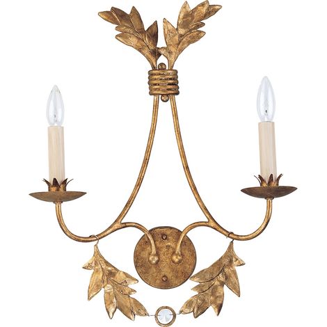 Applique lumineuse acier doré H 55,9 cm éclairage couloir 2 flammes classique (1/3)