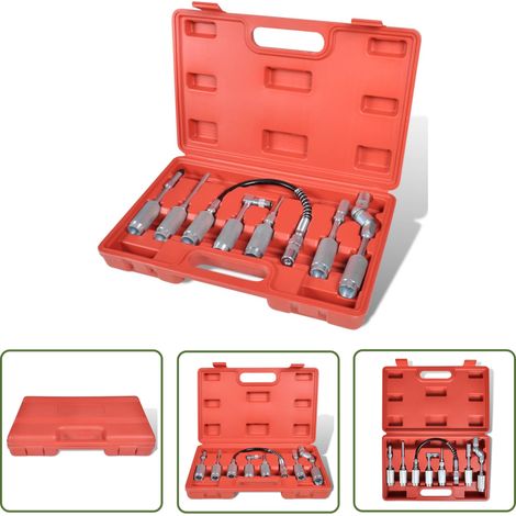 Adapter Fettpressen, 7 tlg. Set, Panzerschlauch - Fettpresse Zubehör - Schmiernippel Satz - Adapter - Panzerschlauch - Werkstattwerkzeug (1/5)