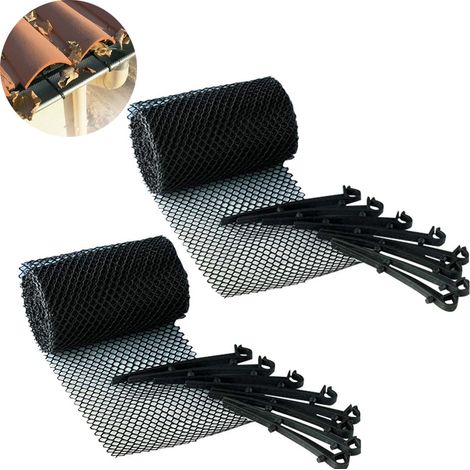 volumes Accessoire Gouttière - Filet Anti-Feuilles Ajustable + Clous Protection pour Drainage et Toiture Résistance 2 6m 10 (1/5)
