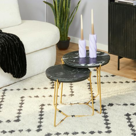 Petite table gigogne en marbre noir (lot de 2) DUOMO (1/5)