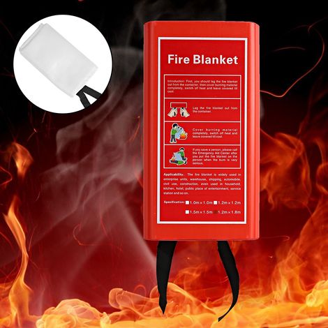 Couverture anti-feu 1.5x1.5m pour cuisine, cheminée et voiture - Sécurité incendie domestique (1/5)