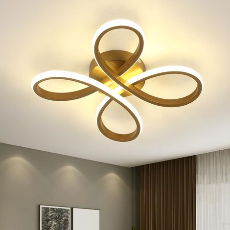 Plafonnier LED Moderne 30W Luminaire Plafonnier LED Acrylique Or Lampe Plafond Floral Design Chambre Salon Cuisine Lumière Neutre 4500K 30CM (1/2)