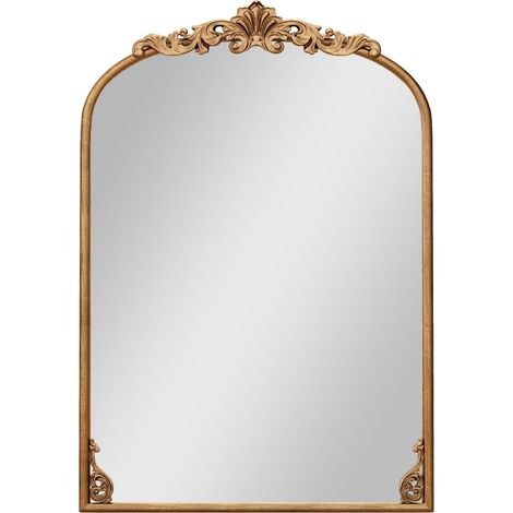 Specchio da parete ad arco vintage 95 x 66 cm ideale per ingresso o soggiorno funzione decorativa ambiente elegante metallo dorato 200018989