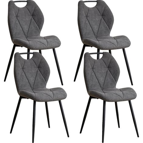 Sillas de comedor, de tela suave, estilo minimalista moderno, juego de 4, color gris. (1/2)