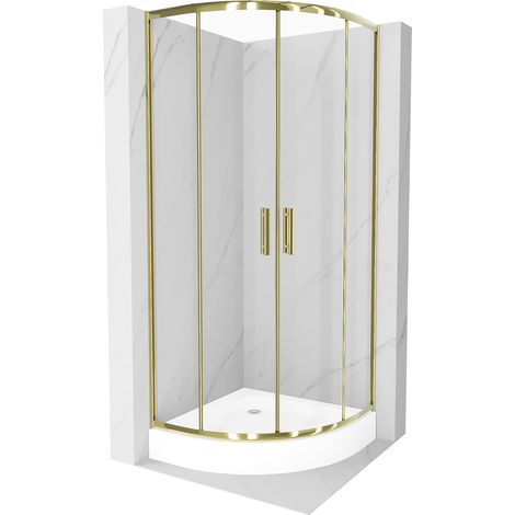 Cabine de douche Mexen Rio demi-ronde 70 x 70 cm, transparent, doré + receveur Rio, blanc - 863-070-070-50-00-4710 (1/5)