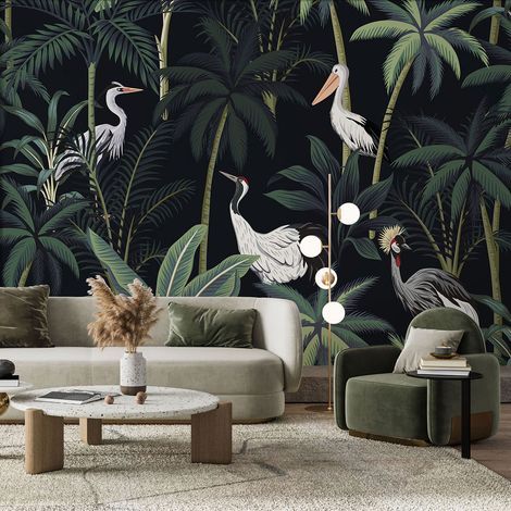 Papier peint panoramique - Jungle Oiseaux - 130 cm x 87 cm (1/4)