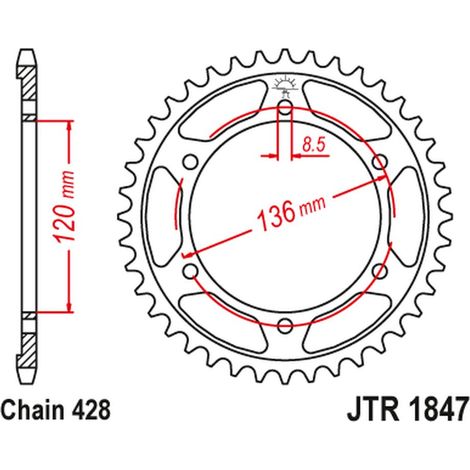 Pignone posteriore JT JTR1847 48 Yamaha TDR 125 Acciaio Resistente Robusto (1/2)