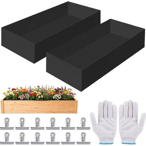 Set mit 2 atmungsaktiven, nicht gewebten Hochbeeteinsätzen für Hochbeete, nicht gewebte Einsätze für Gemüsebeete und Kräutertöpfe (rechteckig 120 x 60 x 30 cm) (1/5)
