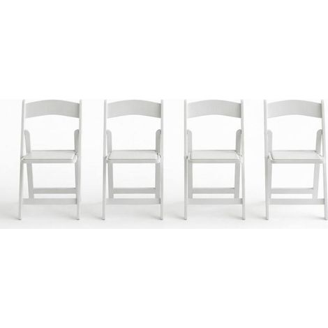 Set di 4 sedie pieghevoli bianche in resina con seduta imbottita PU e schiuma (1/4)