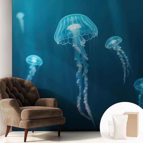 Papier peint intissé mural avec colle pour salon et chambre Décoration murale rapide - Colle incluse gratuite Élégance marine 250x250 cm (1/5)