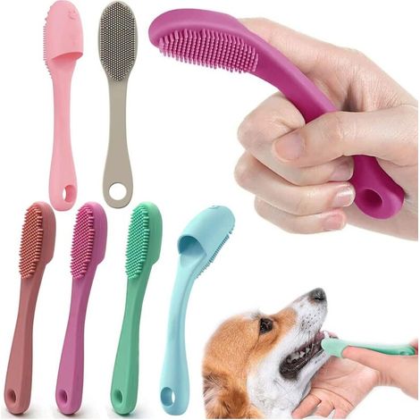 Juego de 6 cepillos de dientes para perros, cepillo de dientes de dedo para mascotas, cepillo de dientes de silicona para mascotas, cepillo de dientes para gatos, limpieza dental