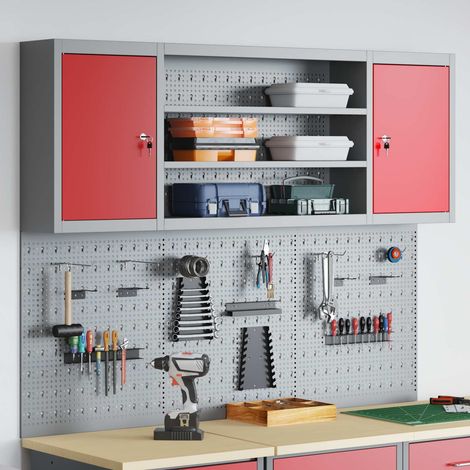 Beyamis Ensemble de 4 armoires à outils, rouge, acier thermolaqué (1/5)