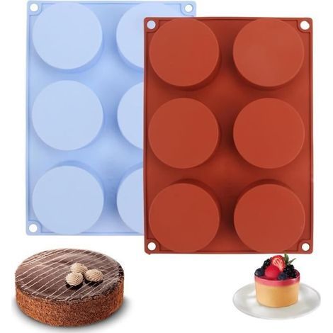 runde Silikon-Kuchenformen, Silikon-Kuchenform, zylindrische Silikonformen mit 6 Mulden, Silikon-Muffinform, rund (1/4)