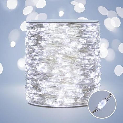 Fairy Lights 50M 500 LED Silver Wire Remote Control Indoor Outdoor Plug-in Series Lights Porch Garden Christmas Tree (1/5)