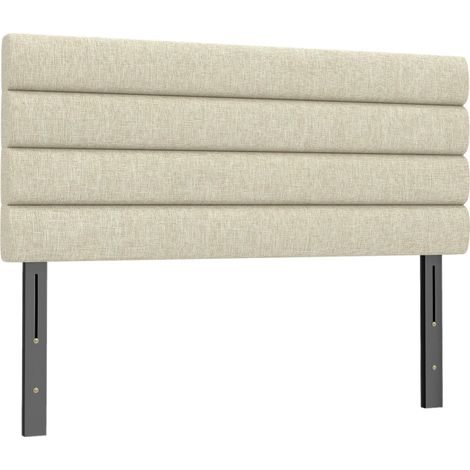Tête de lit 140 cm, revêtue de lin, hauteur réglable sur 3 niveaux (106/116/126 cm), fixation murale, beige (1/5)
