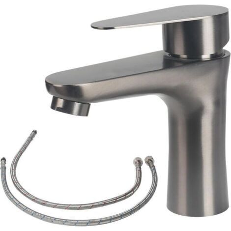 Robinet mitigeur de lavabo en acier inoxydable 304 , robinet de salle de bain avec flexible , robinet d'évier avec accessoires d'installation , savon pour les mains eau chaude et froide (g (1/4)