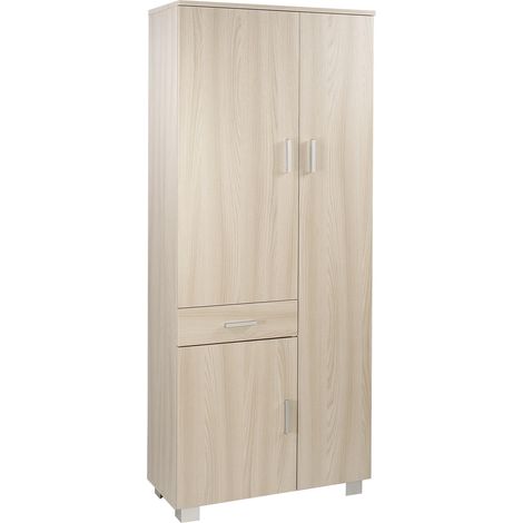 Armadio 3 Ante 1 Cassetto 77x178x34 cm Olmo Chiaro (1/4)